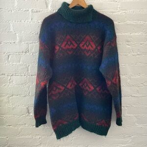 Regatta Sweater Womens Mohair Blend Nordic Print Turtleneck Sweater Sz Small